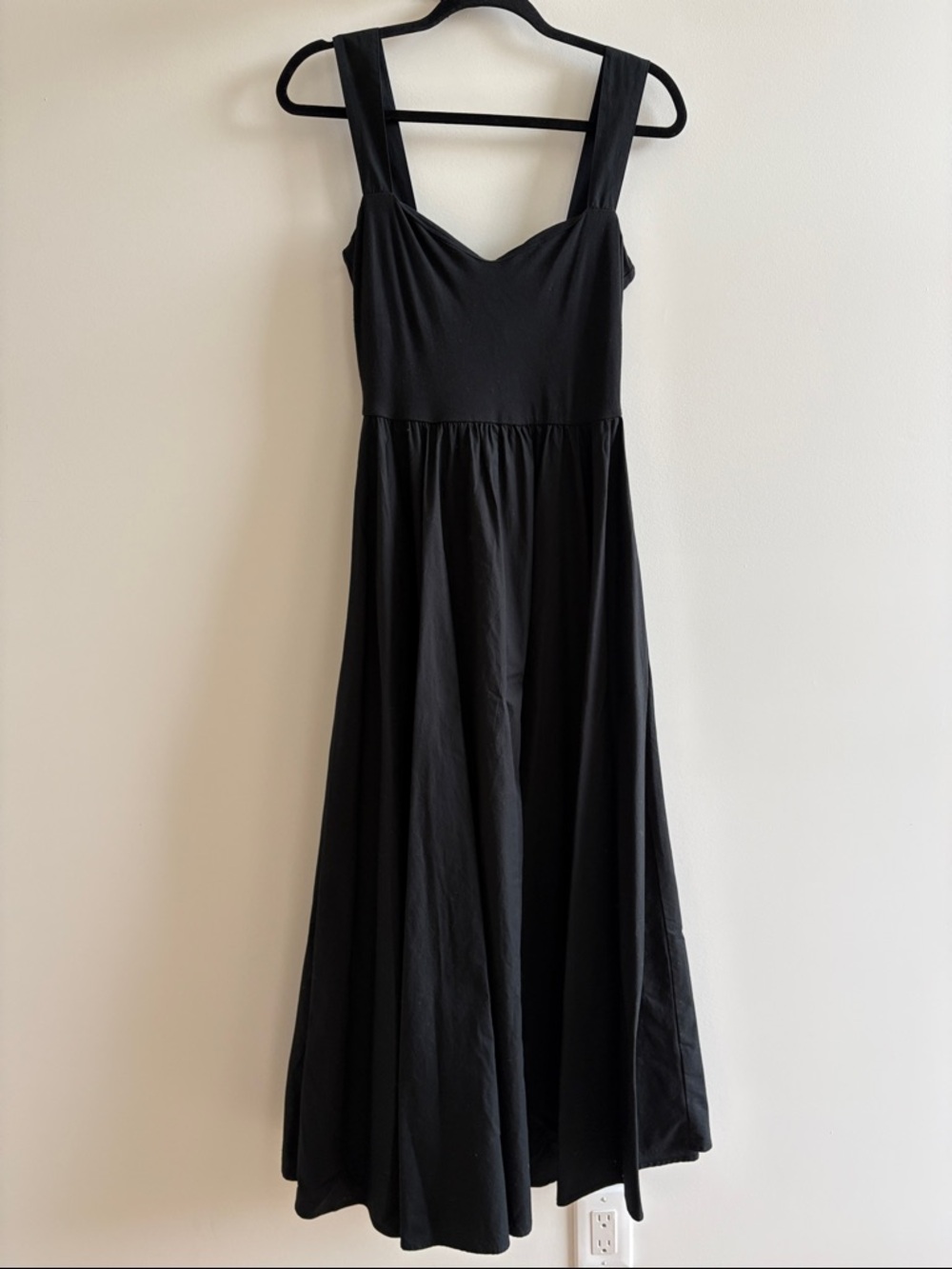 J. Crew Classic Black A-Line Maxi Dress with Wide Straps - S